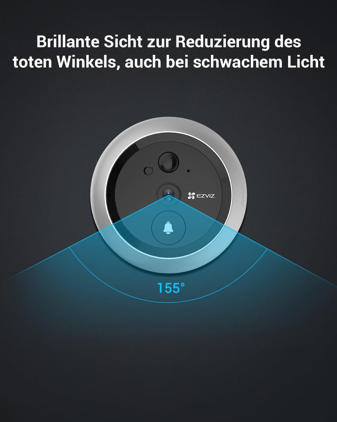 EZVIZ WLAN Türklingel mit 4600mAh Akku, 4,3 Zoll Farbbildschirm, 155° Weitwinkel und PIR-Sensor, 2MP