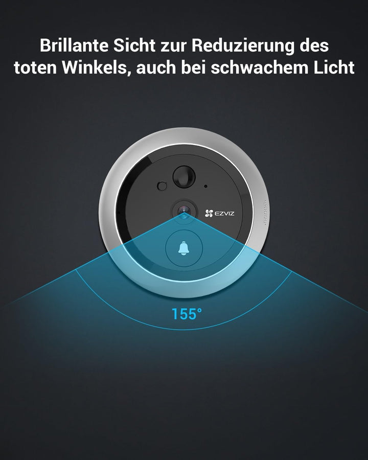 EZVIZ WLAN Türklingel mit 4600mAh Akku, 4,3 Zoll Farbbildschirm, 155° Weitwinkel und PIR-Sensor, 2MP