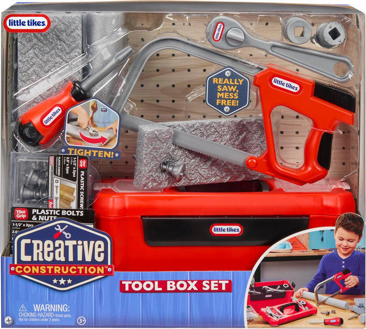 Little tikes Creative Construction Tool Box Set -Enthält 9 Zubehörteile, Rollenspiel-Bauset, Geeigne