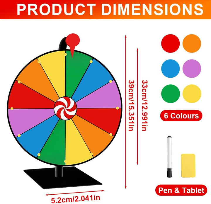 Glücksrad zum Drehen, 30cm Tisch-Roulette-Spinner, 12 Slots Gluecksrad Gluecksrad mit Non-Slip Feet,