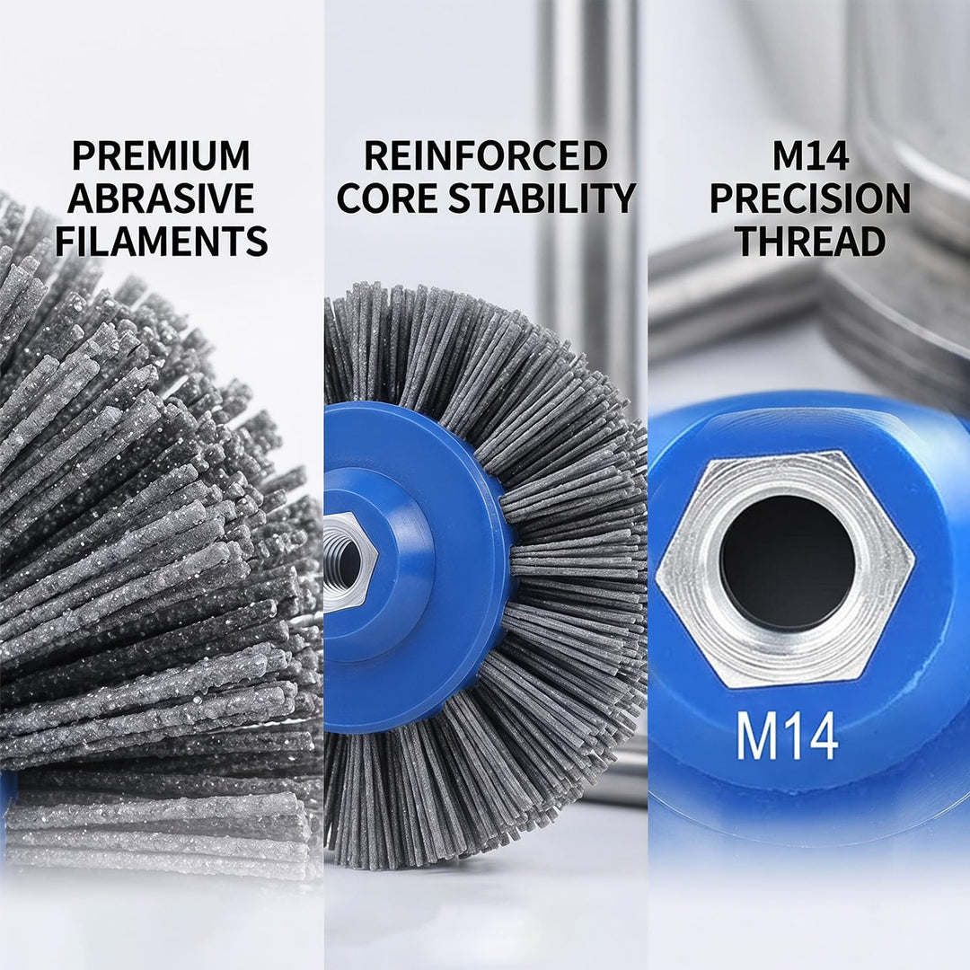 M14 Nylonbürste #120 Körnung für Winkelschleifer – Ø140mm Satinierbürste mit 1,1mm Fadenstärke – Ide