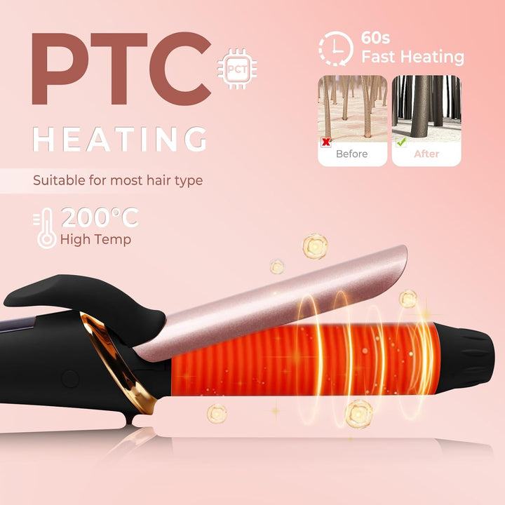 Mini Lockenstab 25mm, Lockenstab mit Klemme, Curling Iron 110-240V, Lockenstäbe Kurze Haare mit LED