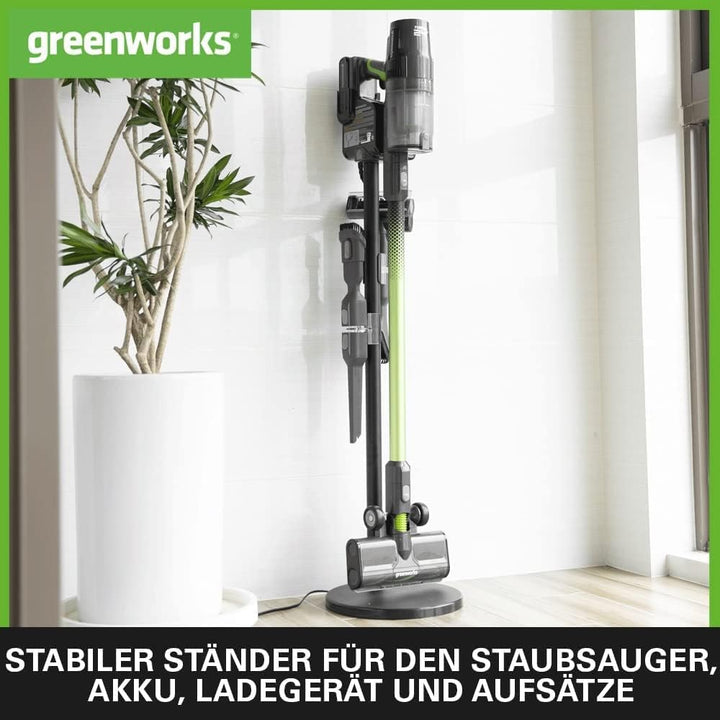 Greenworks GD24SVK4D Deluxe Kabelloser Staubsauger, hohe Saugleistung, 45 Minuten Laufzeit, Hepa-Fil