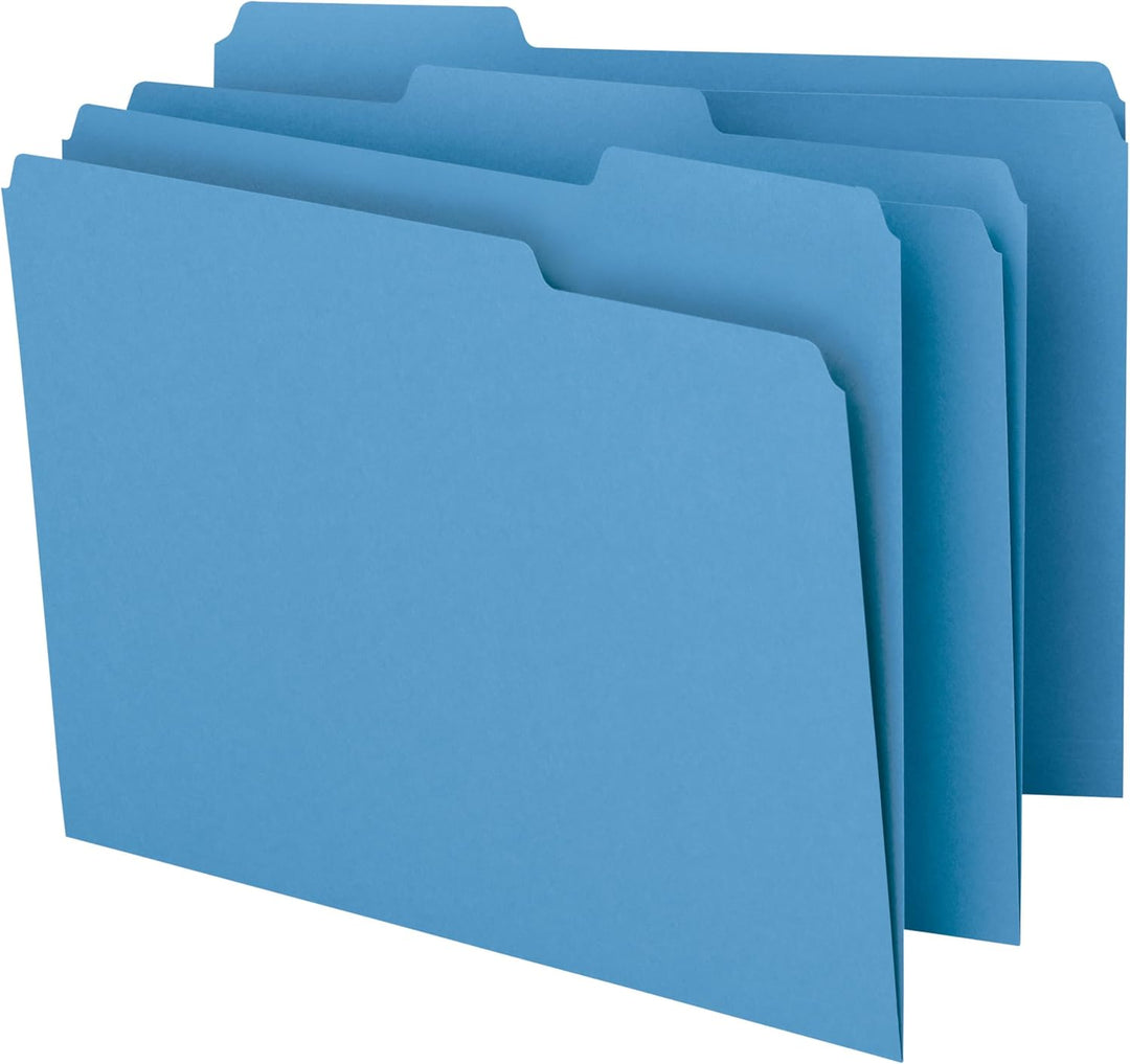 Smead Farbige Aktenordner, 1/3-Schnitt, Briefgrösse, Blau, 100 Stück pro Box (12043), blau