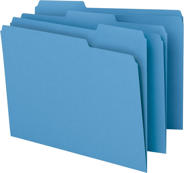 Smead Farbige Aktenordner, 1/3-Schnitt, Briefgrösse, Blau, 100 Stück pro Box (12043), blau