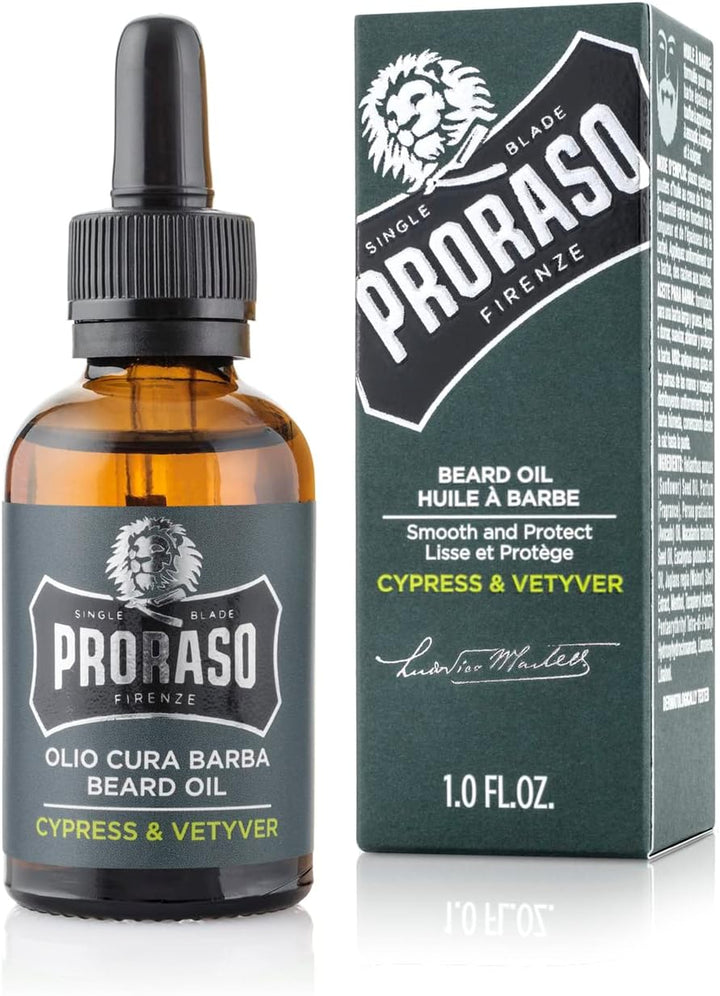 Proraso Beard Oil Cypress & Vetyver 30ml & Beard Oil Azur Lime, 30 ml Bundle mit Beard Oil, Azur Lim