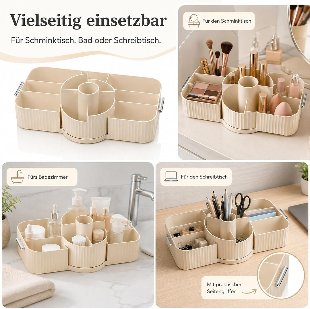 Kosmetik Organizer 360° Drehbar, Acryl, Creme | Make Up Aufbewahrung, Pinselhalter &amp; Schminktisch Or