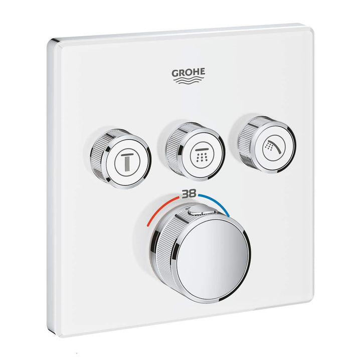 GROHE Grohtherm SmartControl | Brause- & Duschsystem - Thermostat mit 3 Absperrventilen | moon white