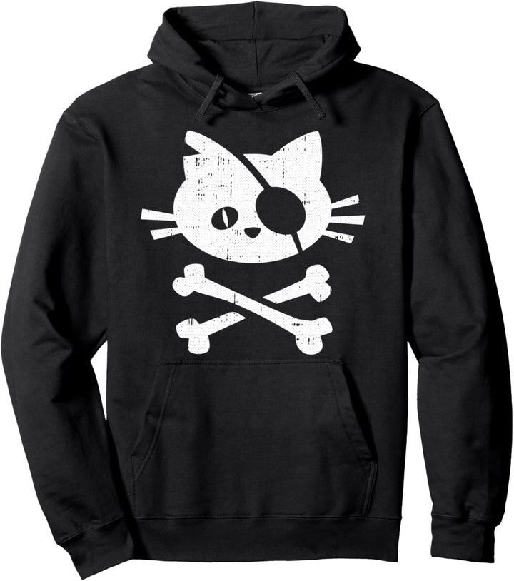 Halloween-Kostüm für Katzen, Piratenmotiv, mit Totenkopf, gekreuzte Knochen Pullover Hoodie