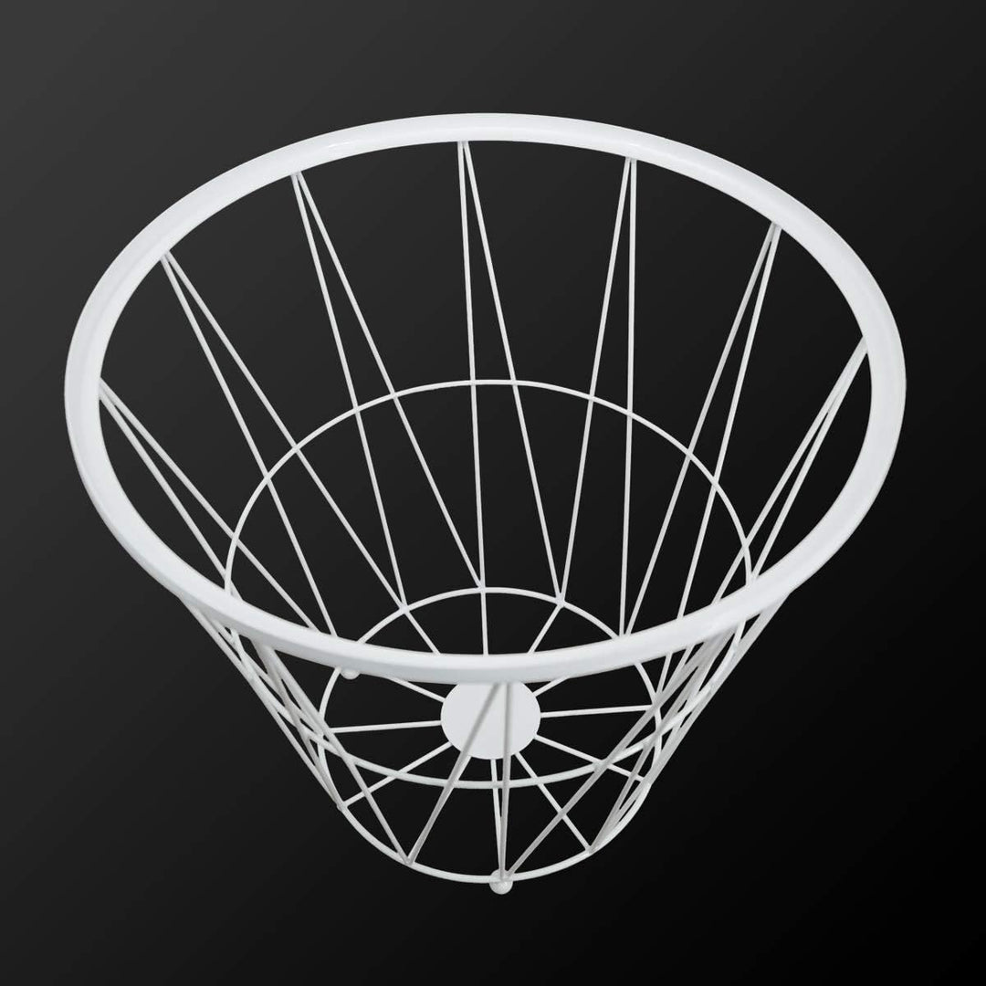 PrimoLiving Design Beistelltisch Weiss mit Deckel - Metall Drahtkorb mit Holzdeckel "Diagonal" P-840