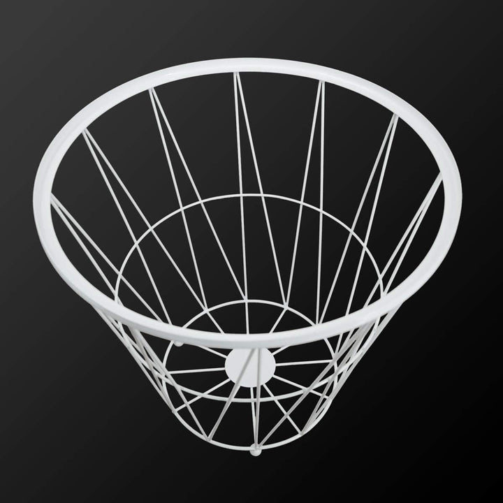 PrimoLiving Design Beistelltisch Weiss mit Deckel - Metall Drahtkorb mit Holzdeckel "Diagonal" P-840