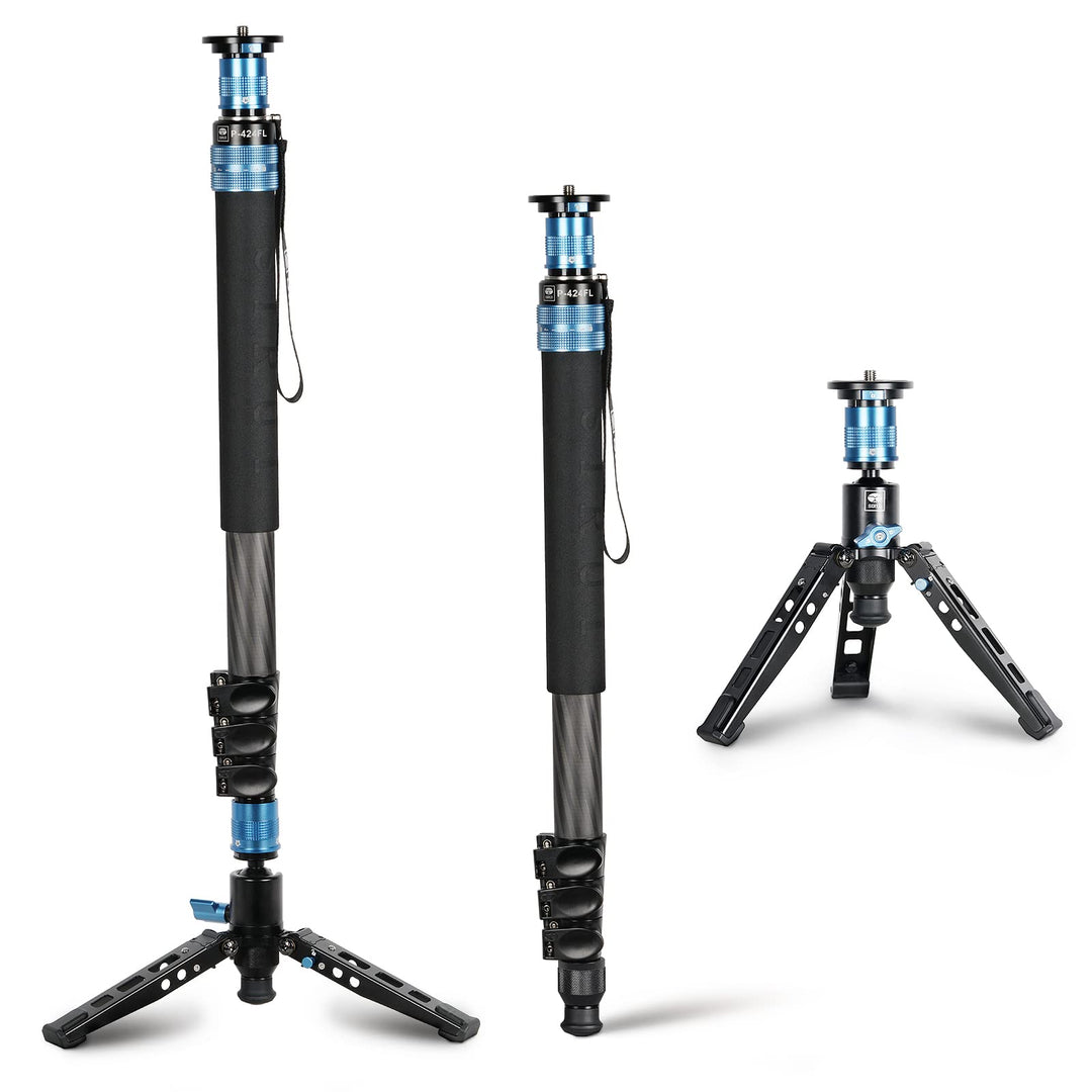 SIRUI P-424FL Kamera Einbeinstativ, 190cm Heavy Duty Carbon Fiber Foto Video Einbeinstativ, 4-Sectio