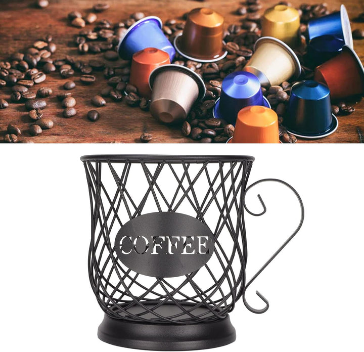 Kaffee-Kapselkorb für 25-30 Kapselhalter aus Metall, Kapselhalter für Kaffee, Büro, Schwarz, Schwarz
