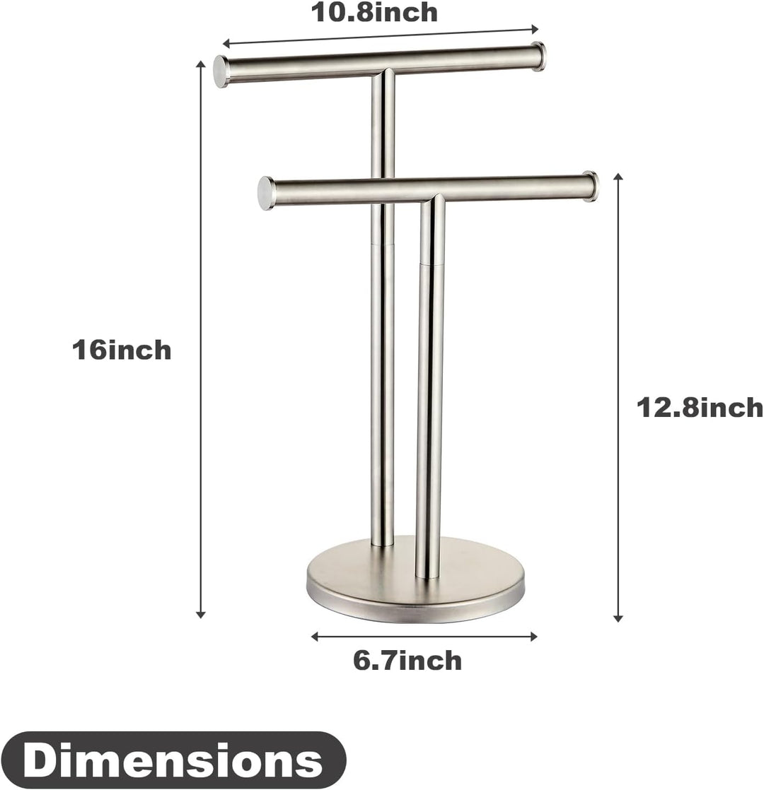 Hand Tower Holder Stand, Bodenstehende T-förmige Doppelschicht Handtuch SUS304 Edelstahl Badezimmer