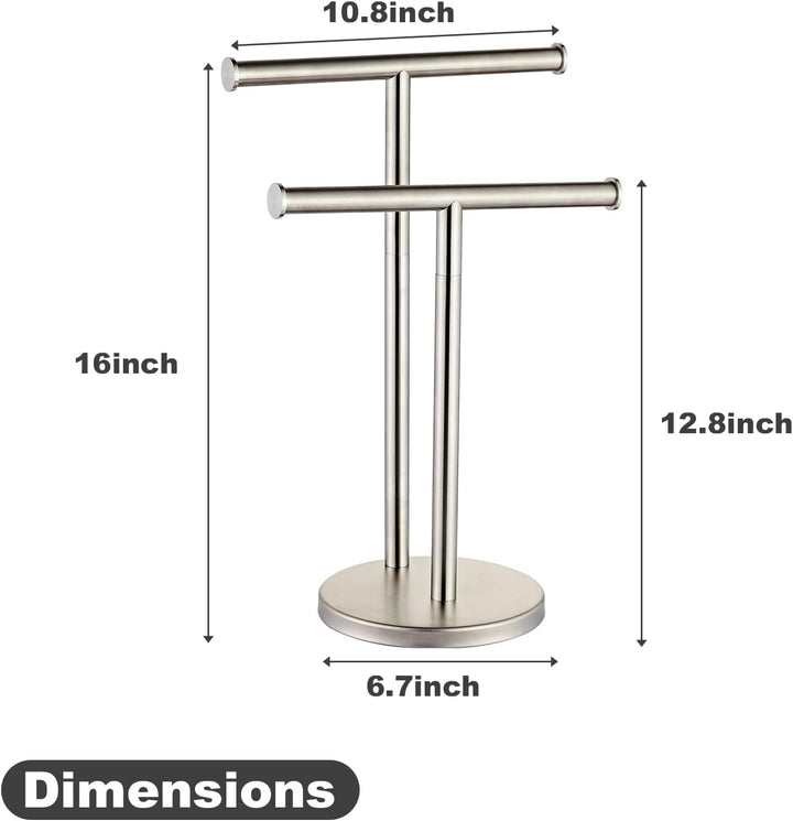 Hand Tower Holder Stand, Bodenstehende T-förmige Doppelschicht Handtuch SUS304 Edelstahl Badezimmer