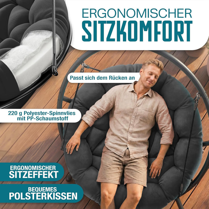 KESSER® Hängesessel mit Gestell Bali Hängeschaukel Hängestuhl bis 150kg für Indoor und Outdoor + Kis