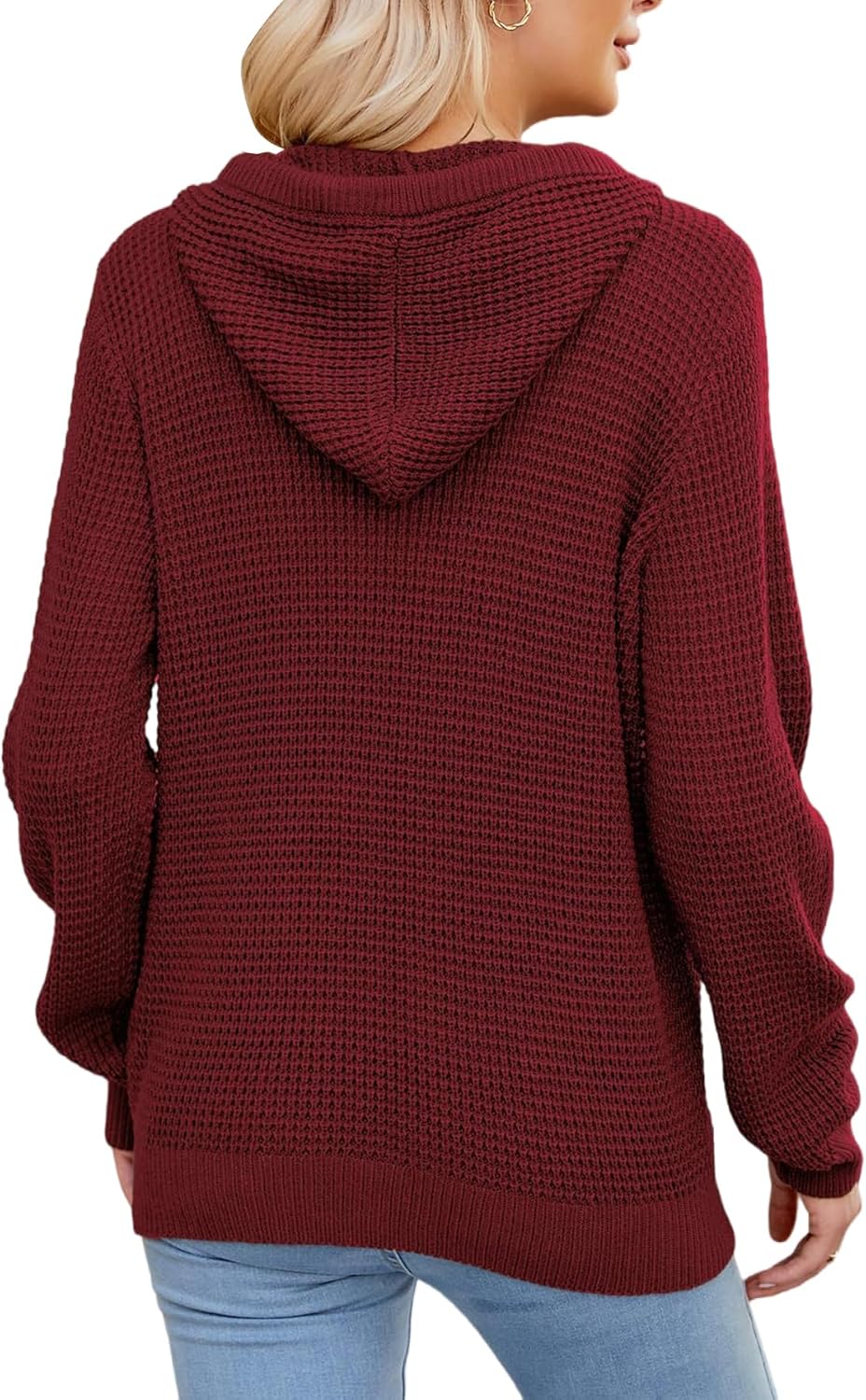 TrendiMax Hoodie Damen Strickpullover Kapuzenpullover Herbst Übergangs Sweatshirt Langarm Pullover D