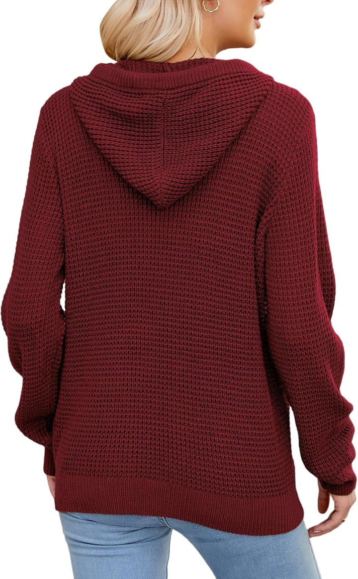 TrendiMax Hoodie Damen Strickpullover Kapuzenpullover Herbst Übergangs Sweatshirt Langarm Pullover D