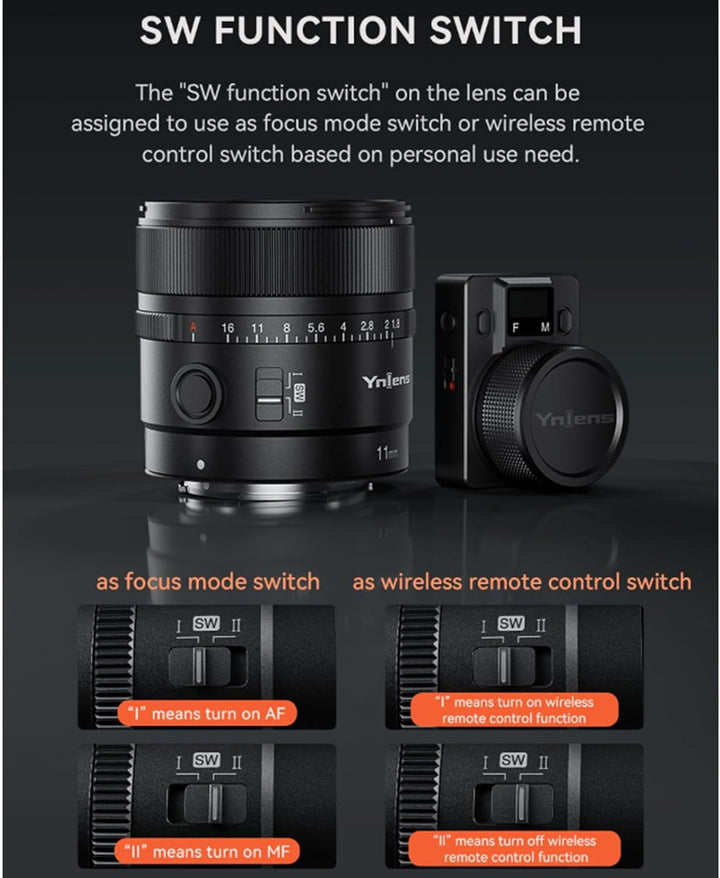 EACHSHOT Yn11Mm F1.8S Lens W/Remote Controller for Sony 11Mm F1.8 Large Aperture Fixed Prime Lens Au