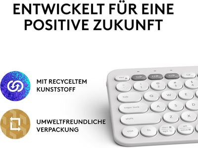 Logitech Pebble Keys 2 K380s, kabellose Multi-Device Bluetooth-Tastatur mit anpassbaren Sondertasten