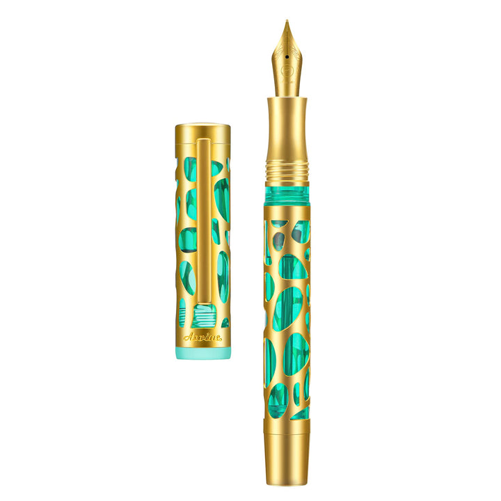 Asvine V169 Vakuum-Füllfederhalter Iridium extra feine Feder, Wassertropfen-Skelett-Goldrand, transp