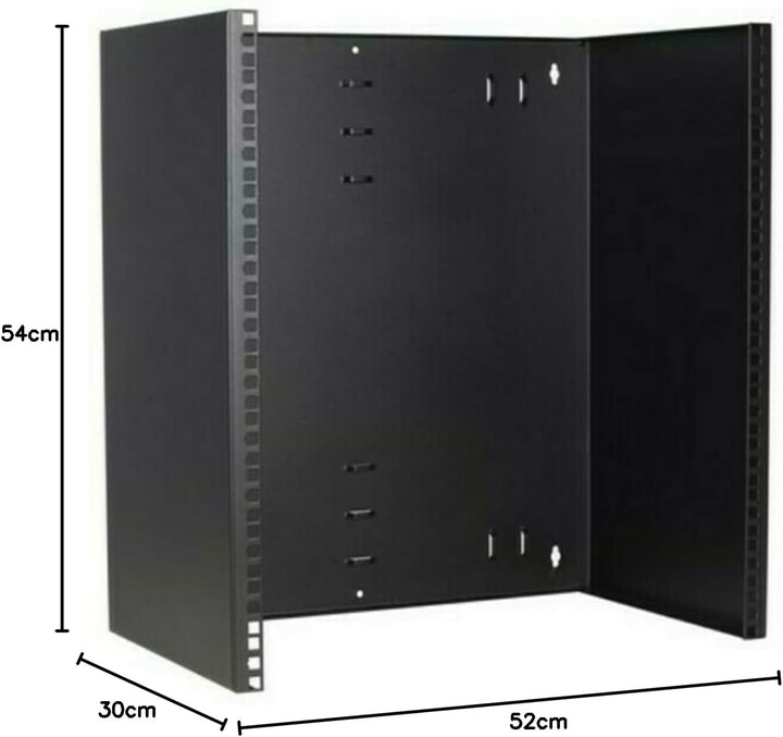 12 HE - 19 Zoll Montagerahmen für Wandbefestigungen ohne Schaniere - 300mm Tief - Schwarz 300 mm tie