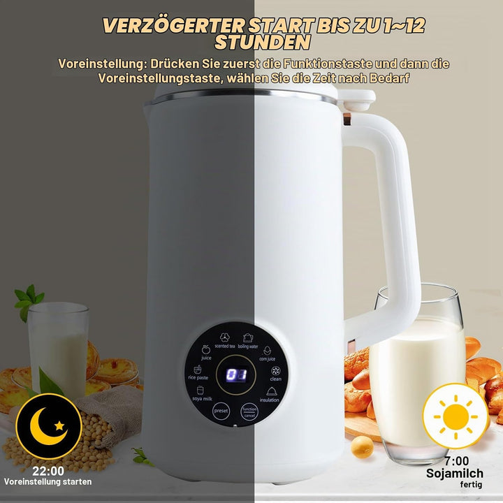 Sojamilch Hersteller, 1000ml Entsafter Sojamilch Maschine mit 10 Klingen Hafermilch Maschine mit Ver