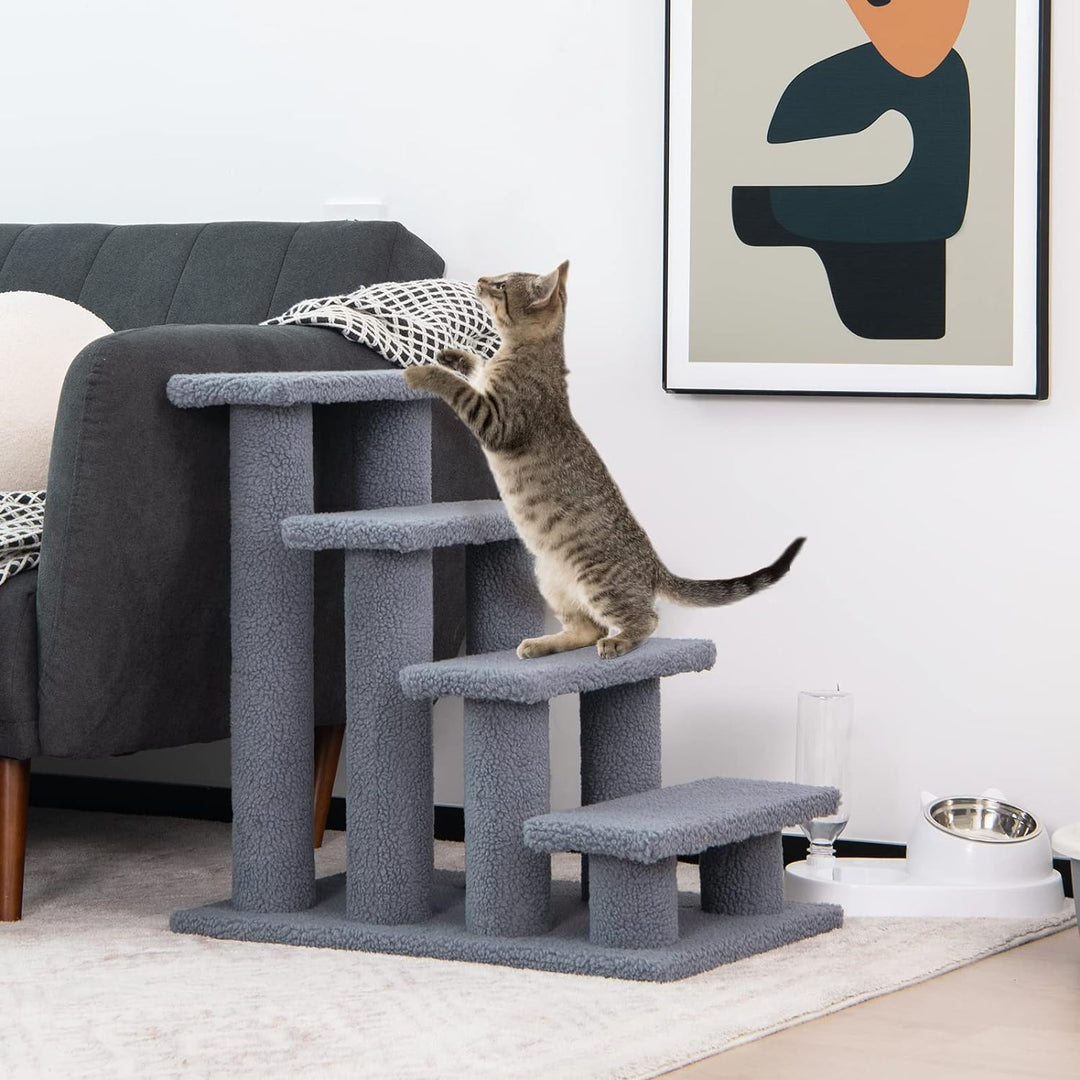 COSTWAY Tiertreppe Katzentreppe, Treppe für Katze bis 25 kg, Haustiertreppe Klein, Spielbaum 4 Aussi