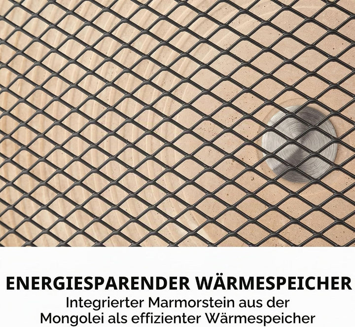 Klarstein HeatPal Marble Blackline Infrarot-Heizung mit Thermostat - mobiles Heizgerät, Standheizger