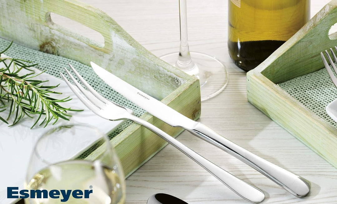 Esmeyer Steak-/PizzaBesteck-Set Sylvia 12-teilig, Edelstahl, Silber, 24.5 x 16.9 x 3.5 cm