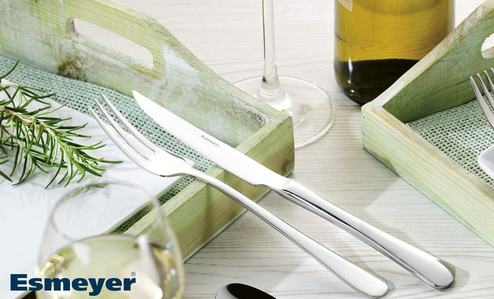 Esmeyer Steak-/PizzaBesteck-Set Sylvia 12-teilig, Edelstahl, Silber, 24.5 x 16.9 x 3.5 cm