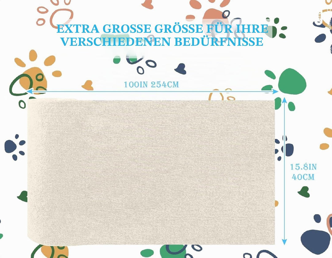KVIDA Kratzmatte für Katzen, 200 x 60 cm, Selbstklebende Teppichmatte, zuschneidbar, Kratz-Möbelschu