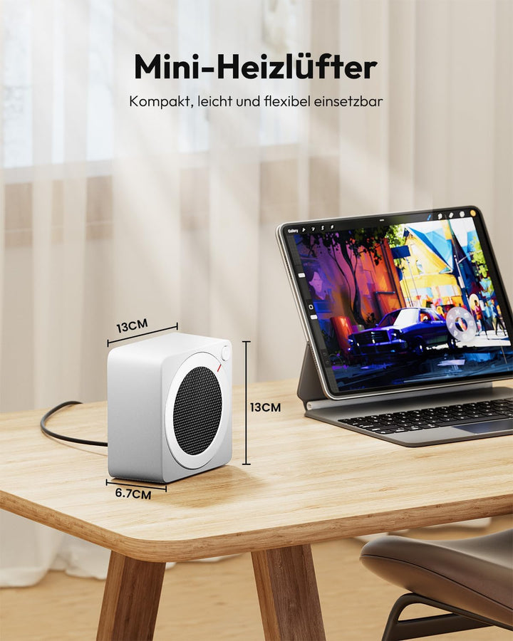 Gaiatop Mini Heizlüfter Energiesparend 500W, Heizlüfter Klein mit 2s PTC-Keramikheizung, mit Überhit
