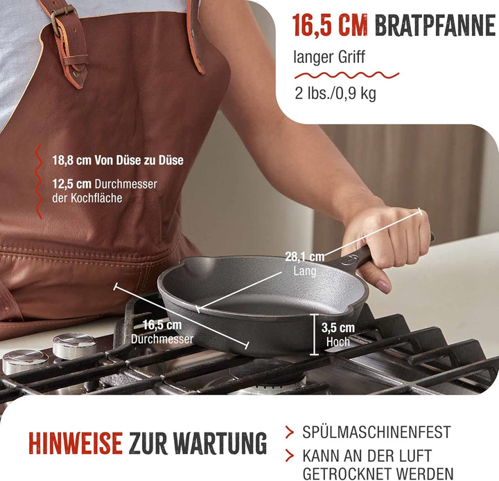 VICTORIA Bratpfanne Emaillierte Gusseisenpfanne Induction 16,5cm Bratpfanne Geeignet für Feuer, Gril