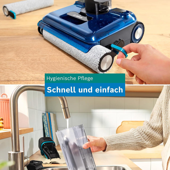 Bosch Nass-Trockensauger, Akku Staubsauger mit Wischfunktion, Zwei Tank-System, 180 Flachreinigung m