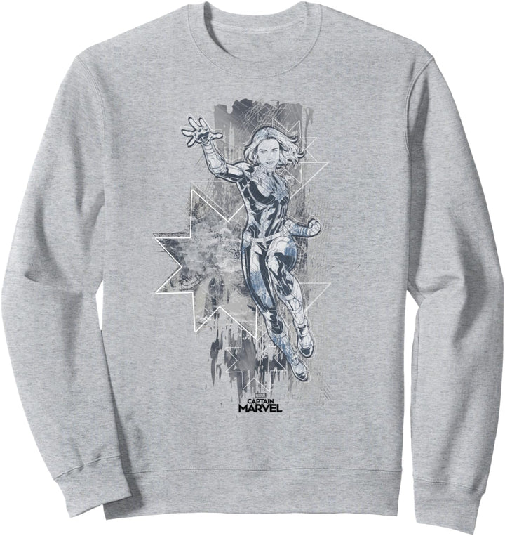 Captain Marvel Distressed Flight Portrait Sweatshirt
