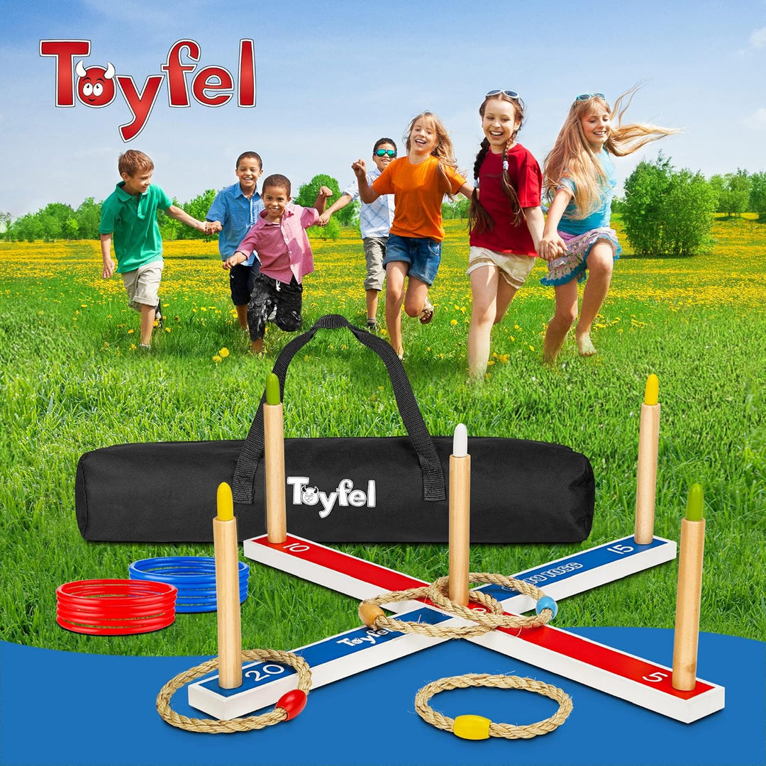 Toyfel XXL Mitty Toss Wurfspiel für Innen- und Aussenbereich, für Erwachsene und Kinder mit 15 Ringe