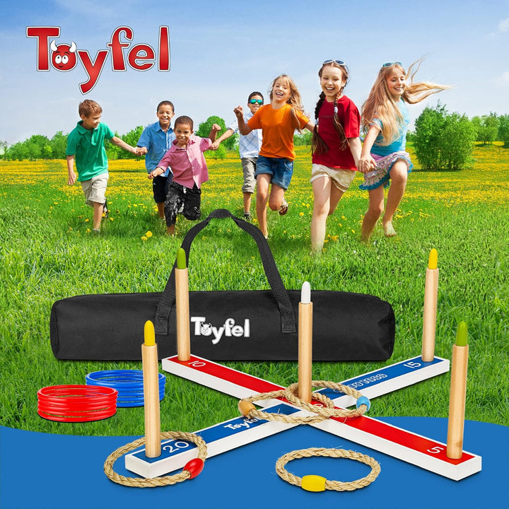 Toyfel XXL Mitty Toss Wurfspiel für Innen- und Aussenbereich, für Erwachsene und Kinder mit 15 Ringe