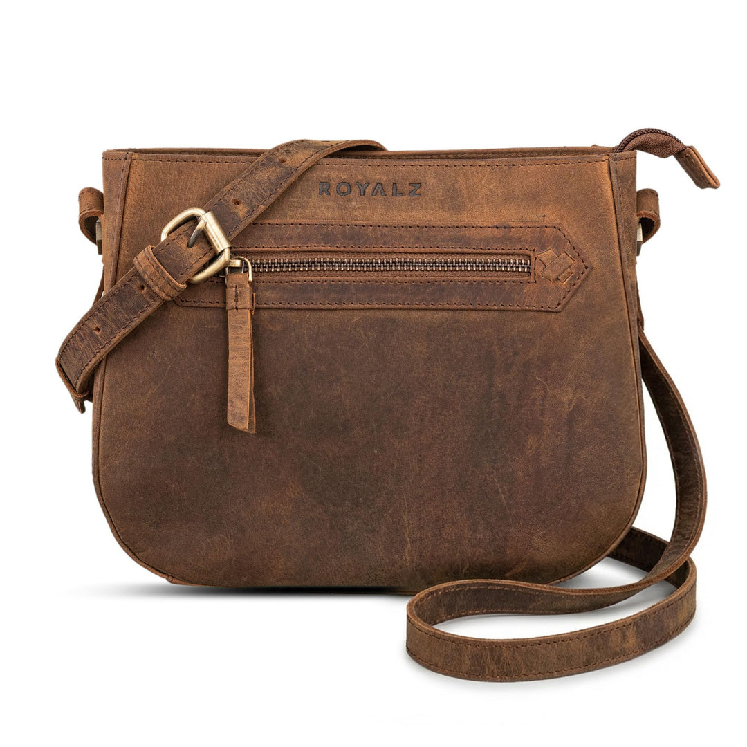 ROYALZ 'Cheyenne' Moderne kleine Umhängetasche Damen Leder Damenhandtaschen Echt-Leder Vintage Schul