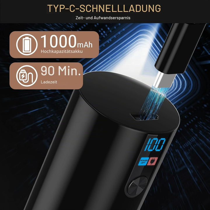 Elektrische Salz- und Pfeffermühle Set, 2 Stück, LED-Display, Einstellbare Mahlgrade, Schwarz (Schwa
