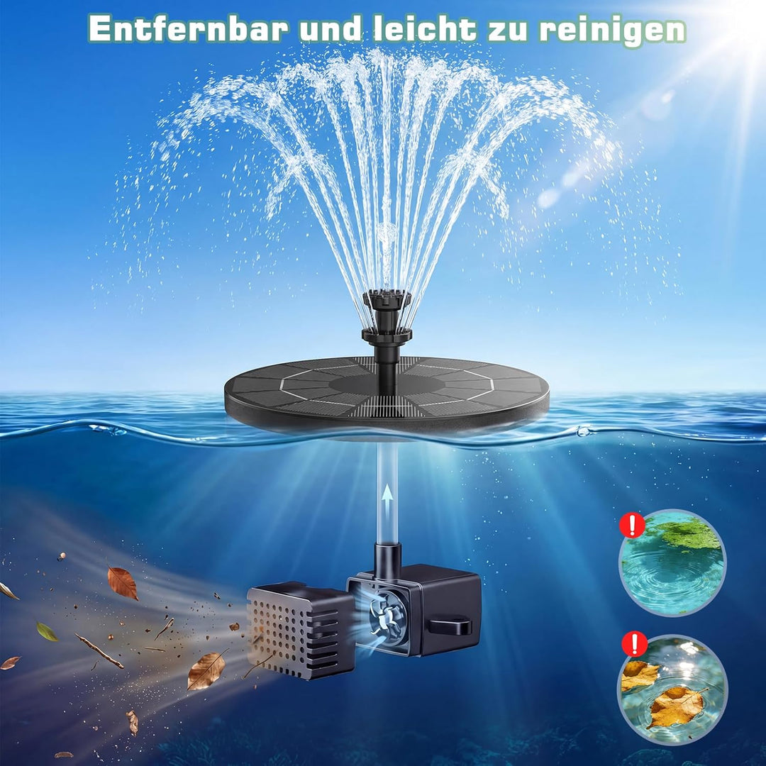 AISITIN Solarbrunnen für Draussen, Solar Springbrunnen für Aussen 3,5W Eingebaute 1500 mAh Akku mit