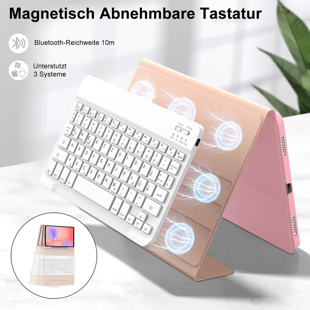 Tastatur Hülle für Samsung Galaxy Tab S10 Lite/S10 FE/S9 FE 10.9 Zoll, Deutsches QWERTZ, Magnetisch