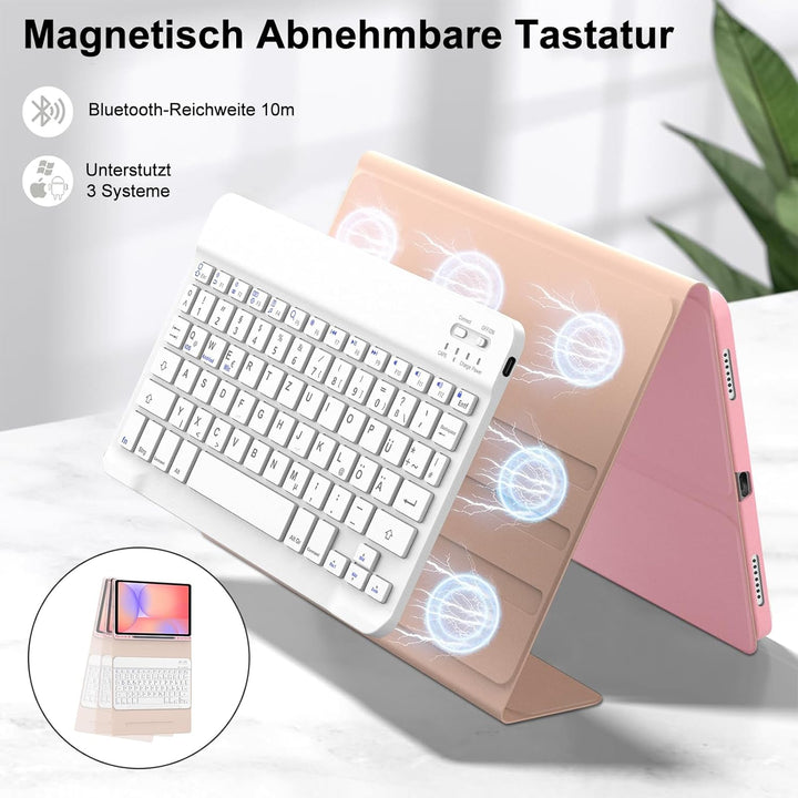 Tastatur Hülle für Samsung Galaxy Tab S10 Lite/S10 FE/S9 FE 10.9 Zoll, Deutsches QWERTZ, Magnetisch