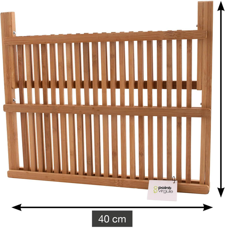 Point-Virgule Küche Abtropfgestell Geschirr Bambus Abtropständer für Teller und Besteck, Biologisch,