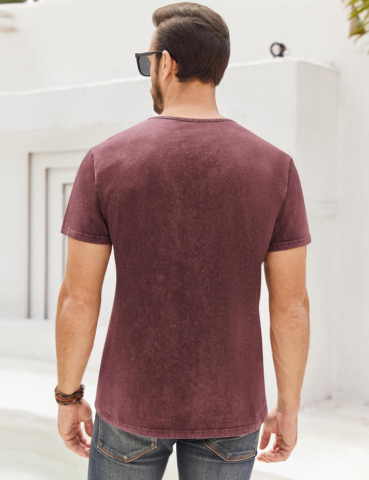 Beotyshow Hemd Herren Langarm Henley Shirt Männer Freizeithemd Vintage Casual Leicht Baumwolle Slim