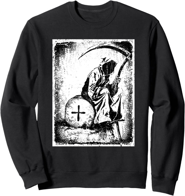 Tod des Sensenmannes Gothic Halloween Satanische Distressed Sweatshirt