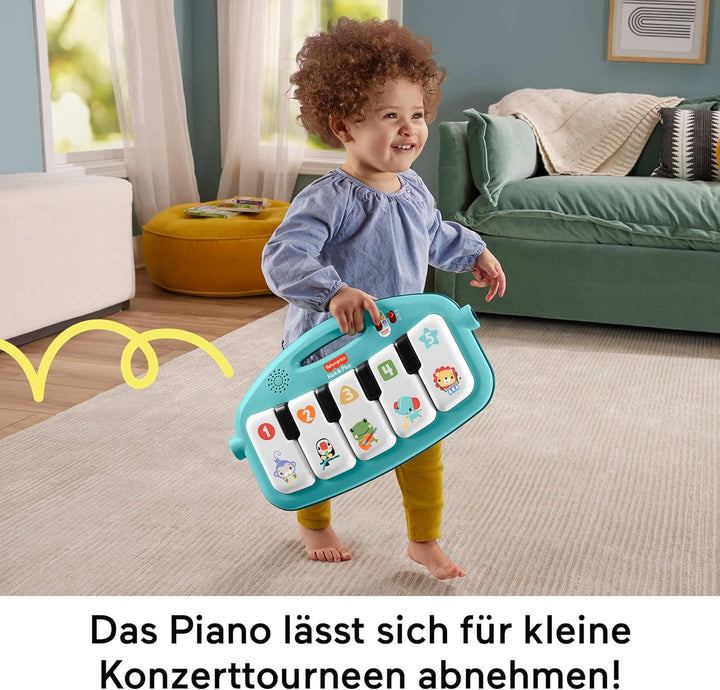 Fisher-Price Kontrast Kick & Play Pianospieldecke für Babys, Spielspass Pianospieldecke, tragbares M