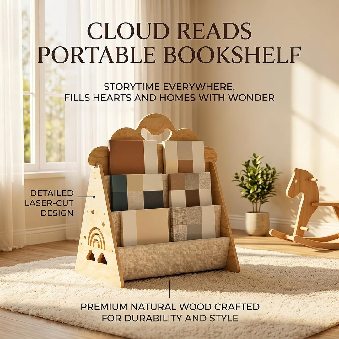 Montessori Bücherregal Kinder, Kinder Bücherregal Holz, Kinderbücherregal, Doppelseitiges Holzregal