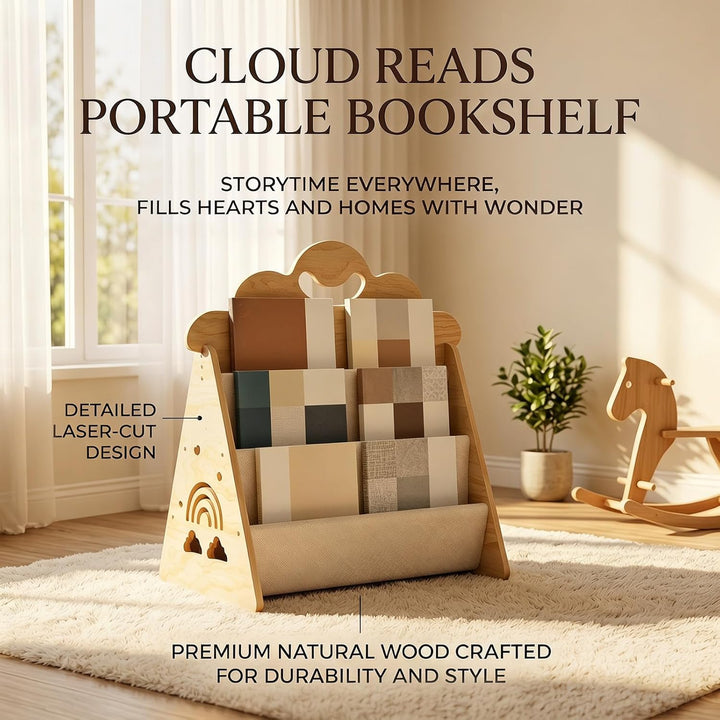 Montessori Bücherregal Kinder, Kinder Bücherregal Holz, Kinderbücherregal, Doppelseitiges Holzregal
