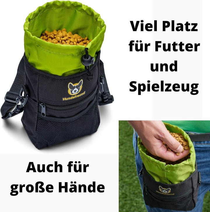 Hundefreund Grosser Futterbeutel für Hunde zum Hundetraining | 4 in 1 Futtertasche mit Bauchgurt, Gü